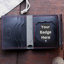Load image into Gallery viewer, Custom Police Badge Wallet - Trifold Hidden Badge Wallet